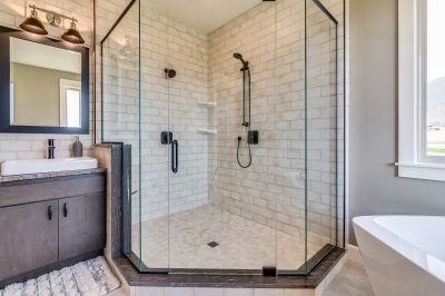 Square Shower with Matte Black Fixtures