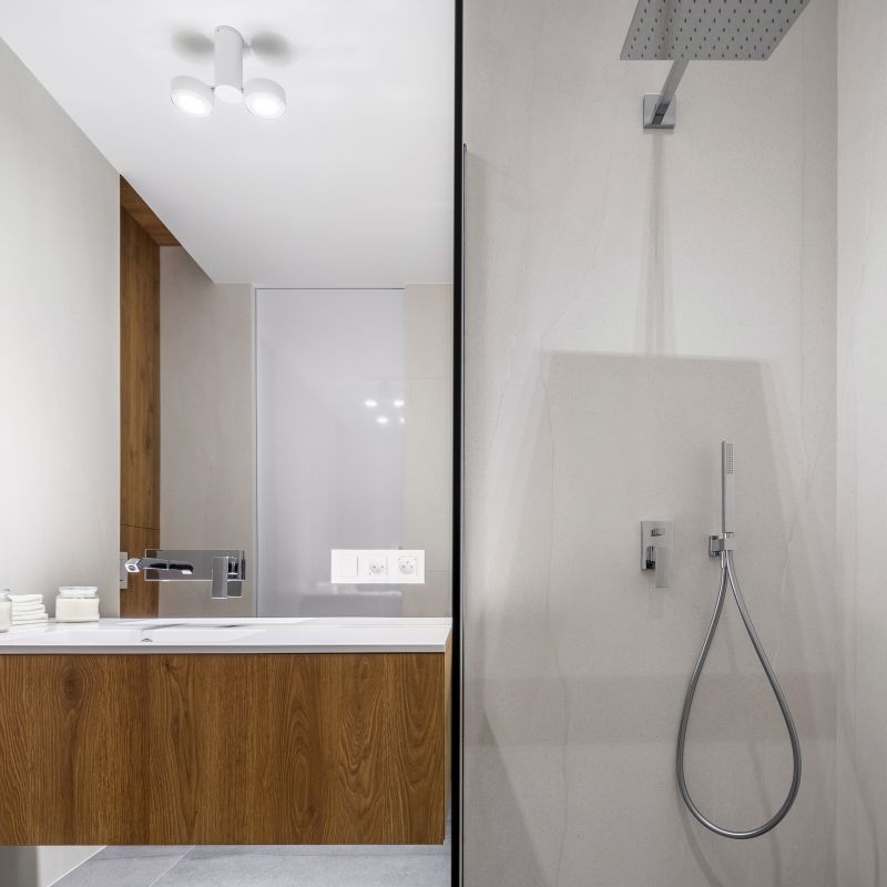 Modern Shower with Black Accents